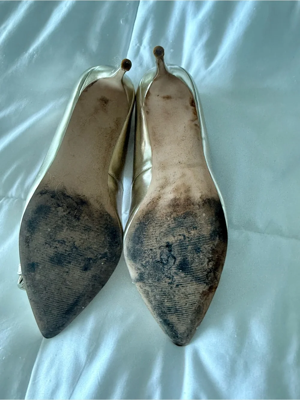 Steve Madden Gold Pointed Toe Flats with Chain Accent
